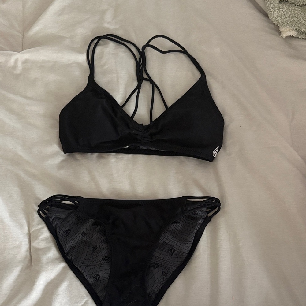 Volcom Black Strappy Bikini Set